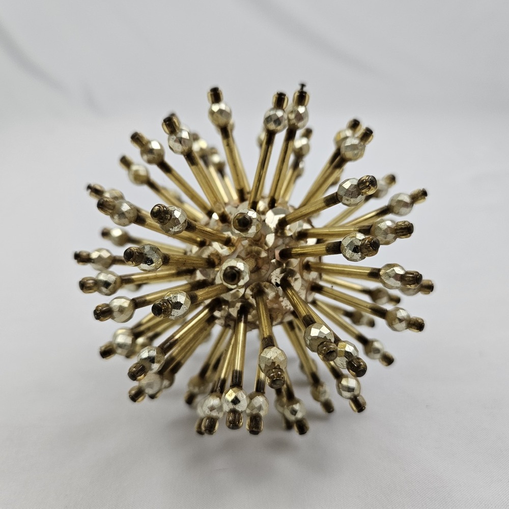 Vintage Gold Starburst Christmas Tree Ornament Pushpin Mid-Century Modern Atomic